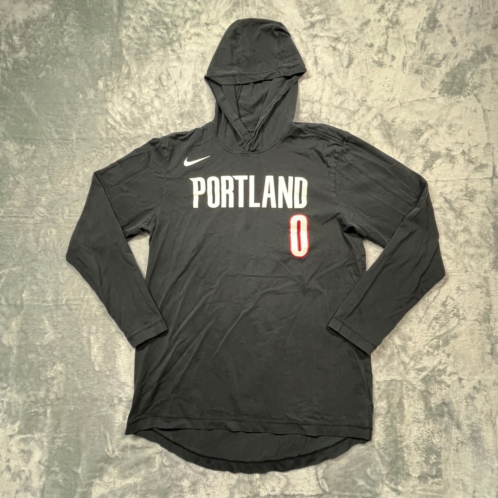 Nike Portland Trail Blazers Damian Lillard Hooded Shirt Womens Black Medium‎